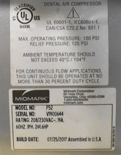 Load image into Gallery viewer, Midmark PowerAir P52 Dental Air Compressor 220V