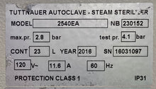 Load image into Gallery viewer, Tuttnauer EZ10 Autoclave Dental Instrument Steam Sterilizer