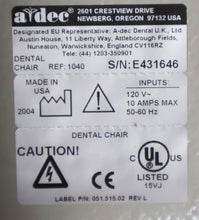 Load image into Gallery viewer, Adec 1040 Dental Ergonomic Exam and Treatment Chair
